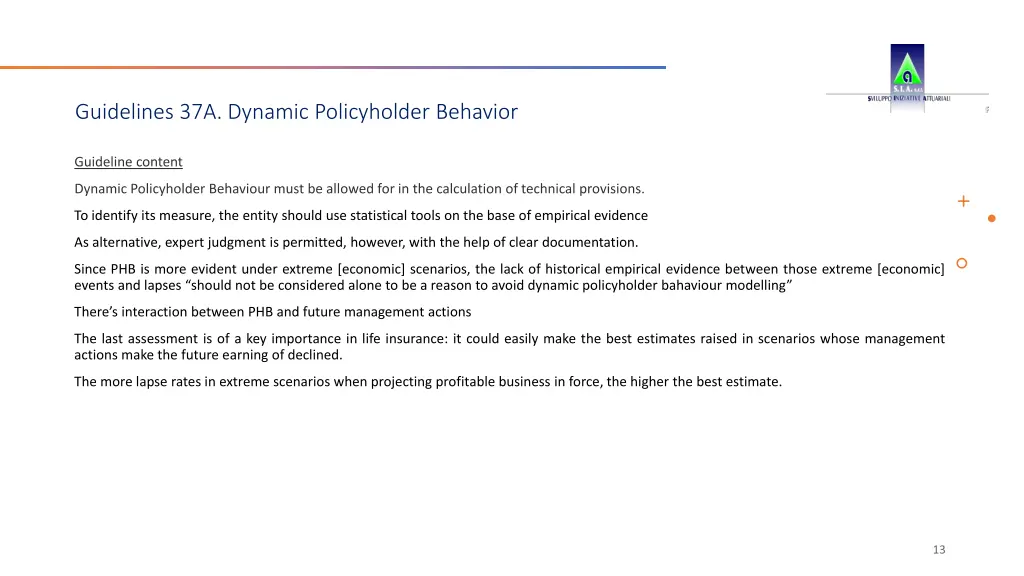 guidelines 37a dynamic policyholder behavior