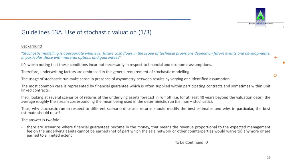 guidelines 53a use of stochastic valuation 1 3