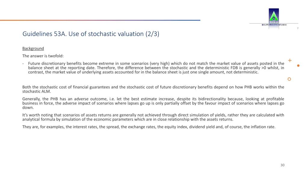 guidelines 53a use of stochastic valuation 2 3