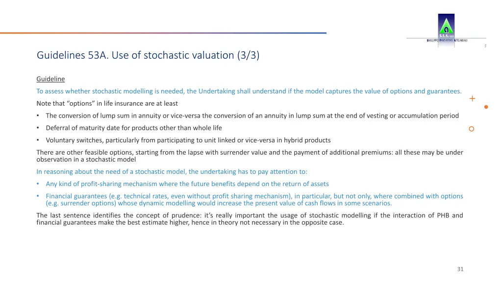 guidelines 53a use of stochastic valuation 3 3