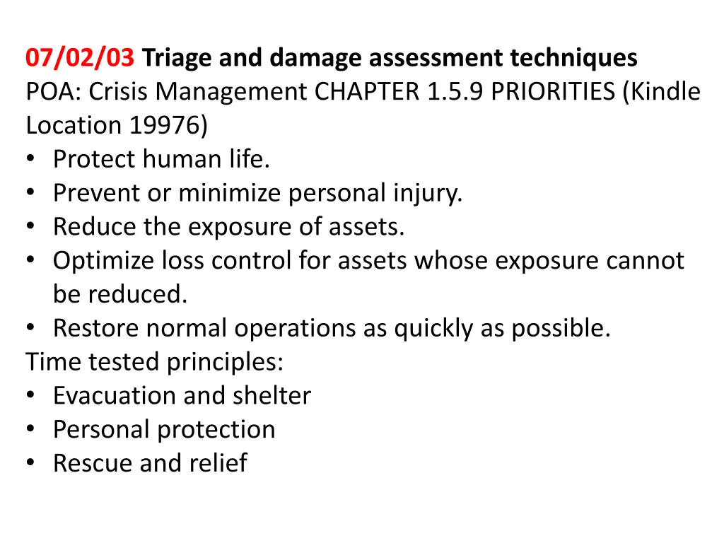 07 02 03 triage and damage assessment techniques
