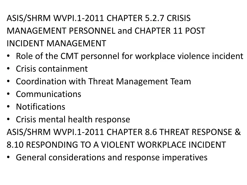 asis shrm wvpi 1 2011 chapter 5 2 7 crisis
