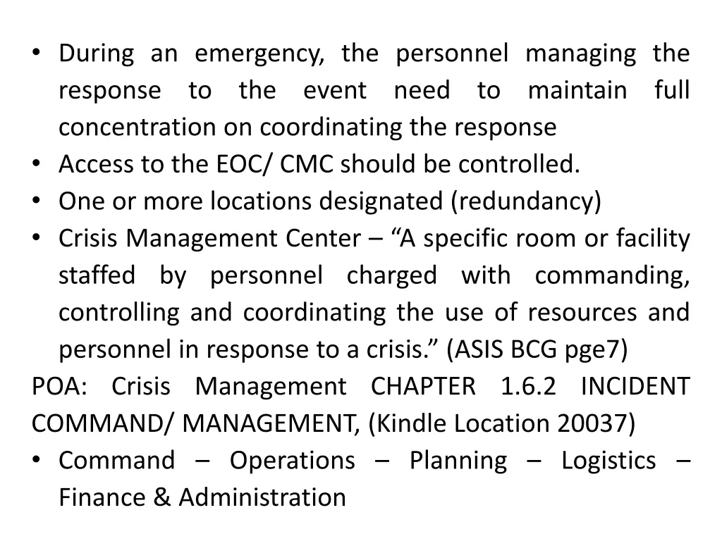 during an emergency the personnel managing