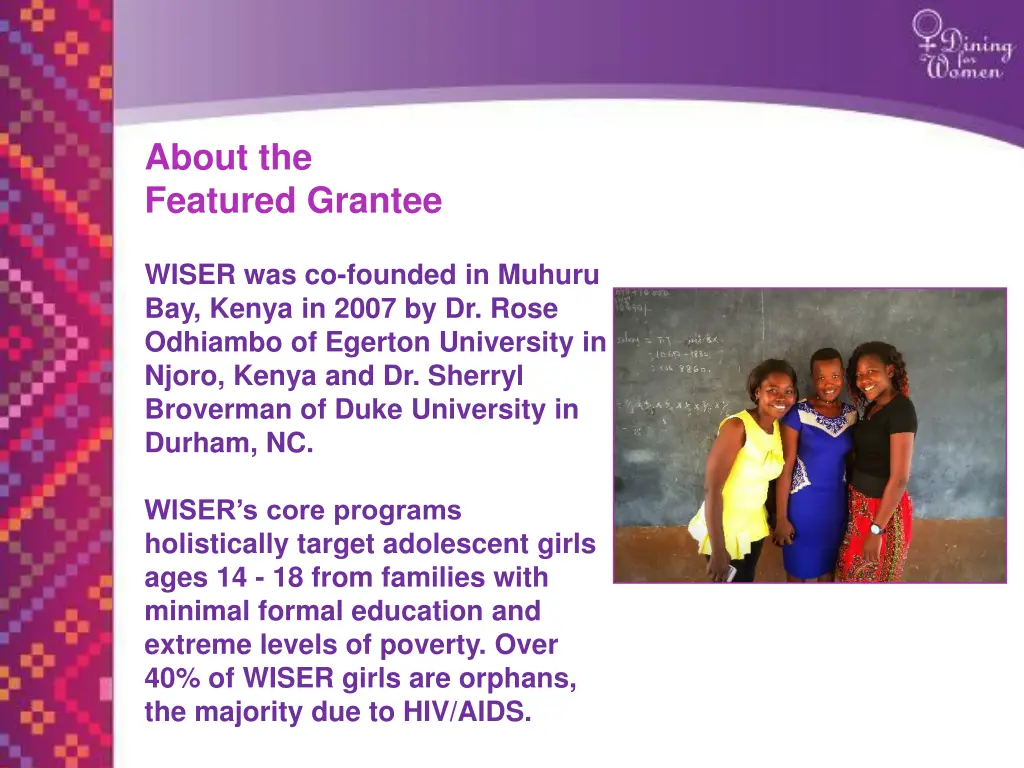 about the featured grantee
