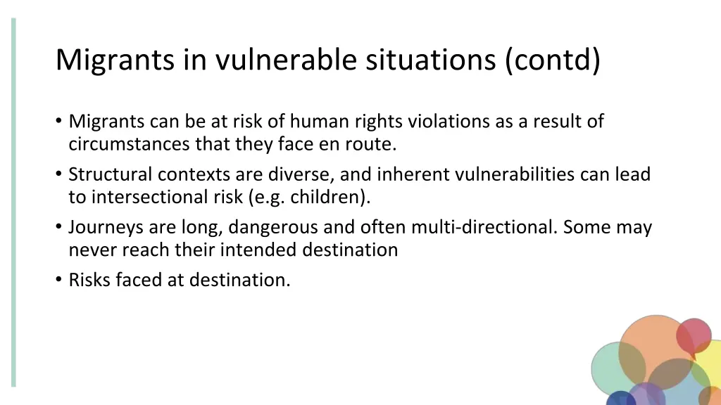 migrants in vulnerable situations contd