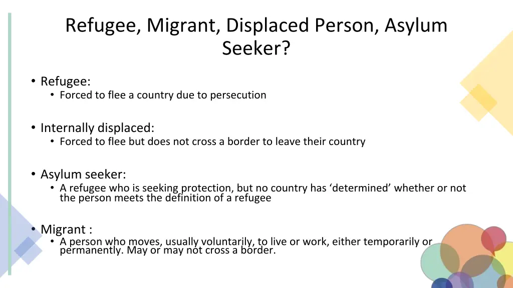 refugee migrant displaced person asylum seeker