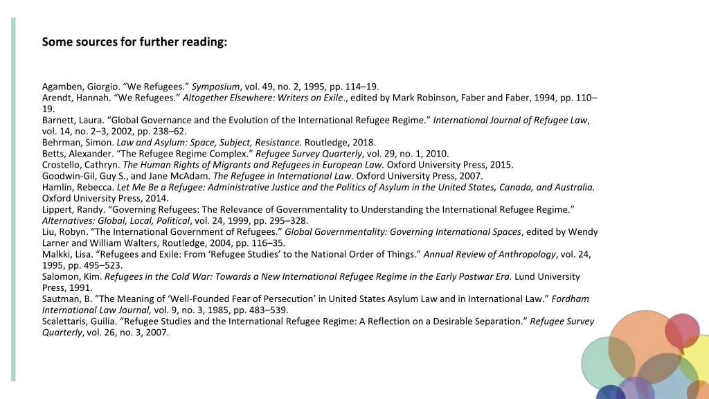 some sources for further reading