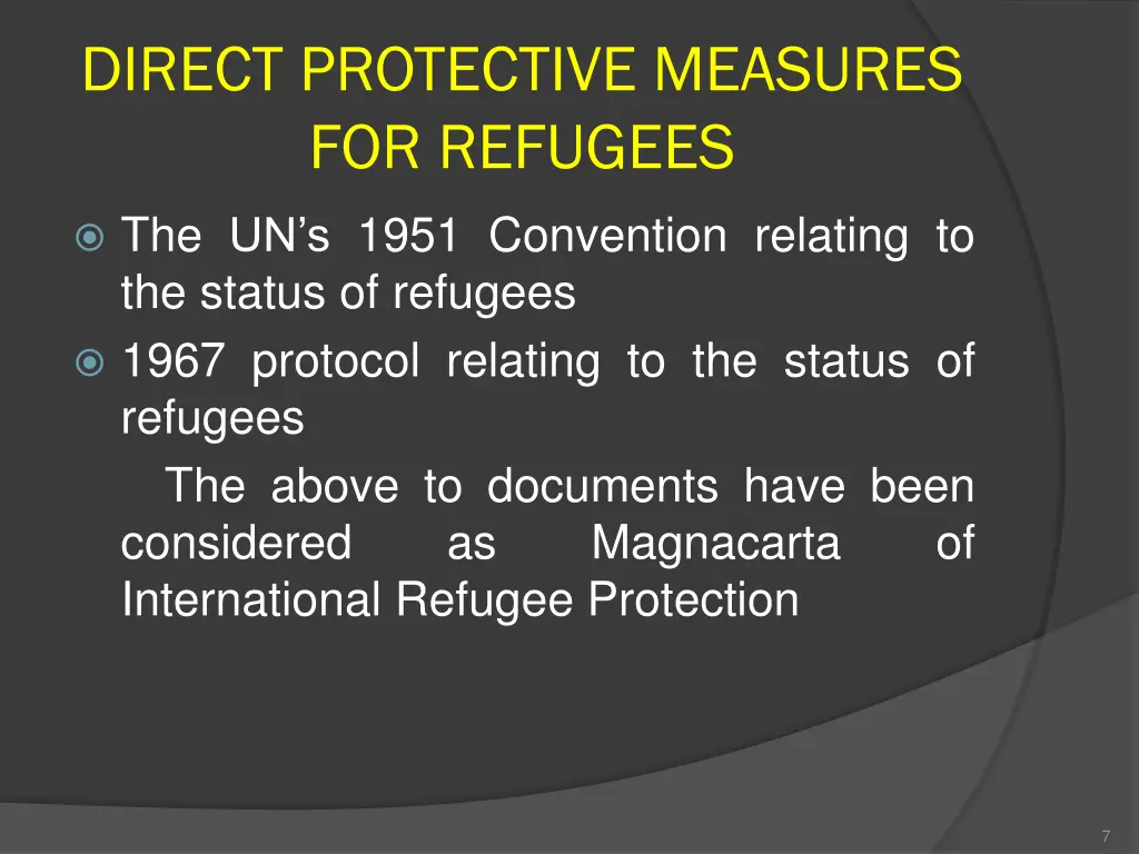 direct protective measures for refugees