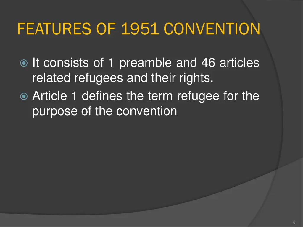 features of 1951 convention