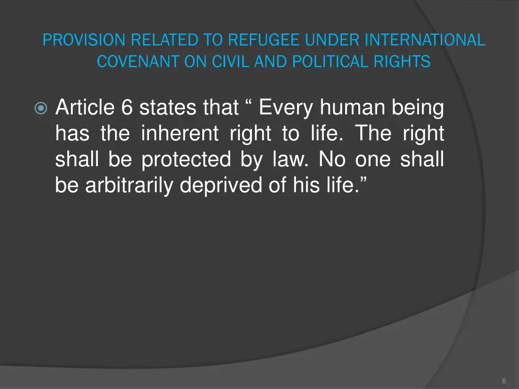 provision related to refugee under international