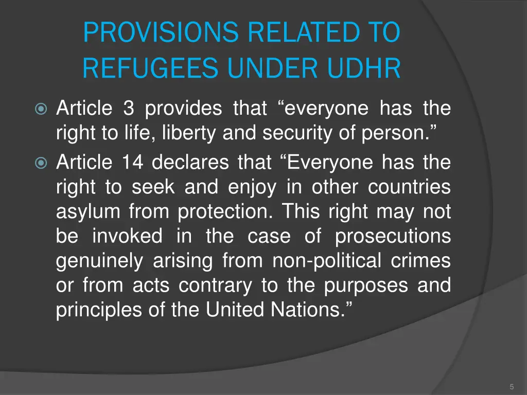 provisions related to refugees under udhr