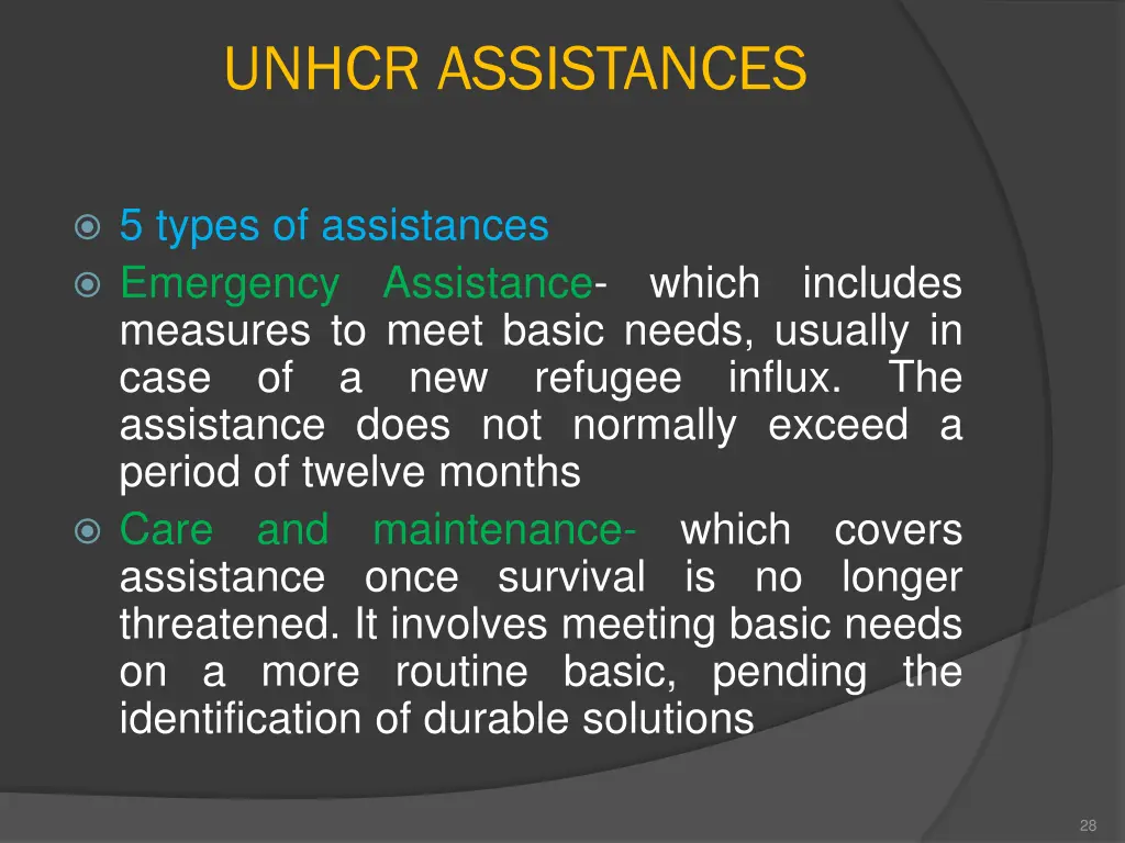 unhcr assistances