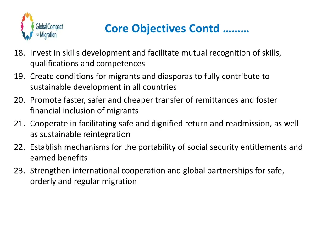 core objectives contd 1