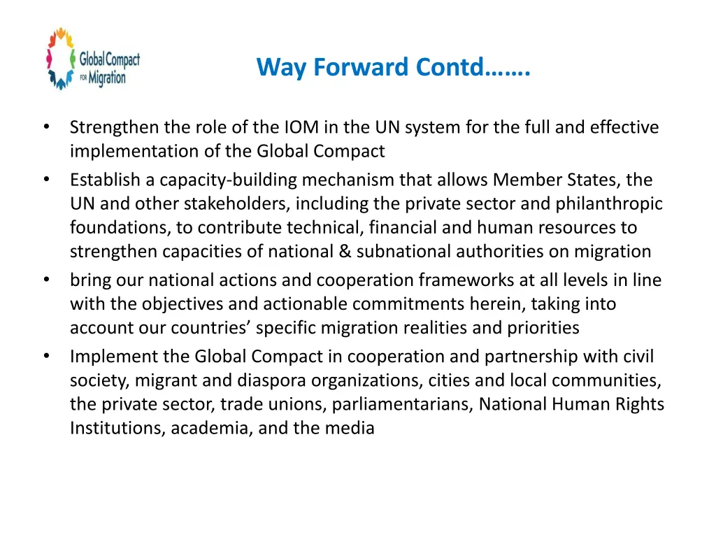 way forward contd