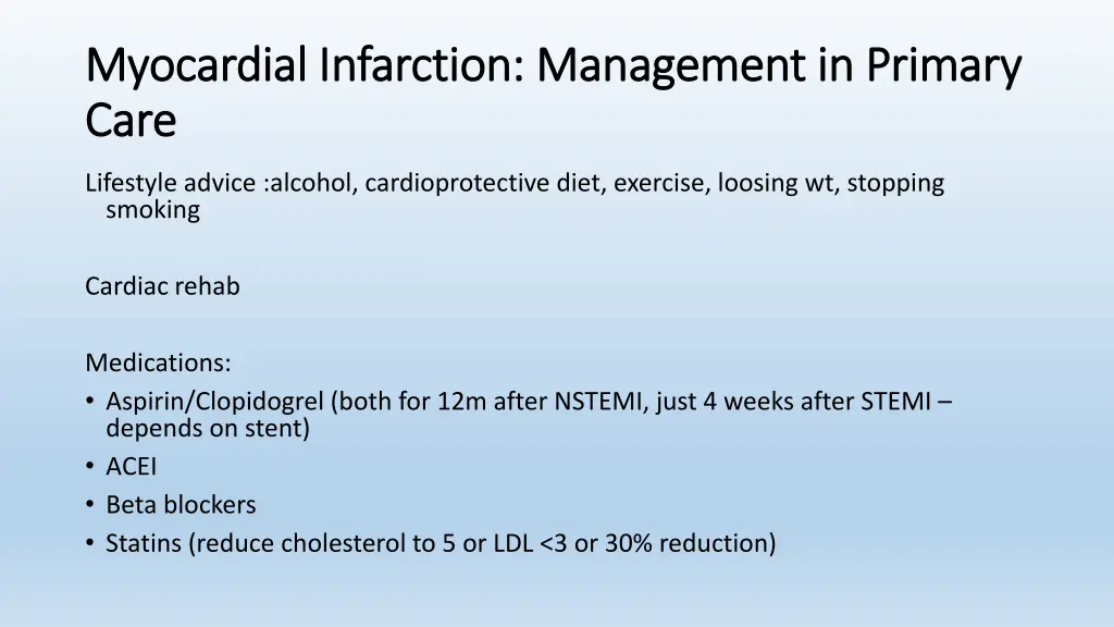 myocardial infarction management in primary