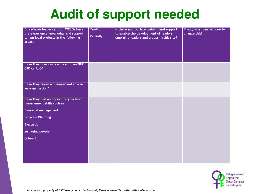 audit of support needed