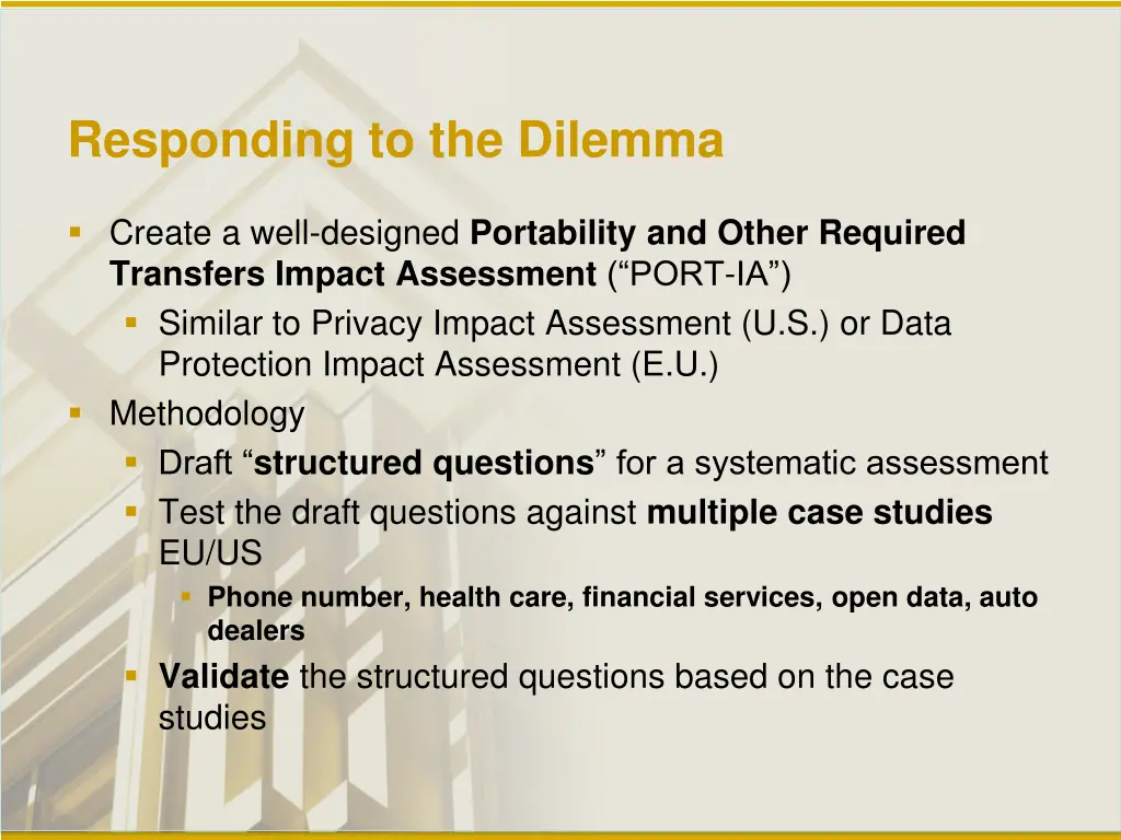 responding to the dilemma
