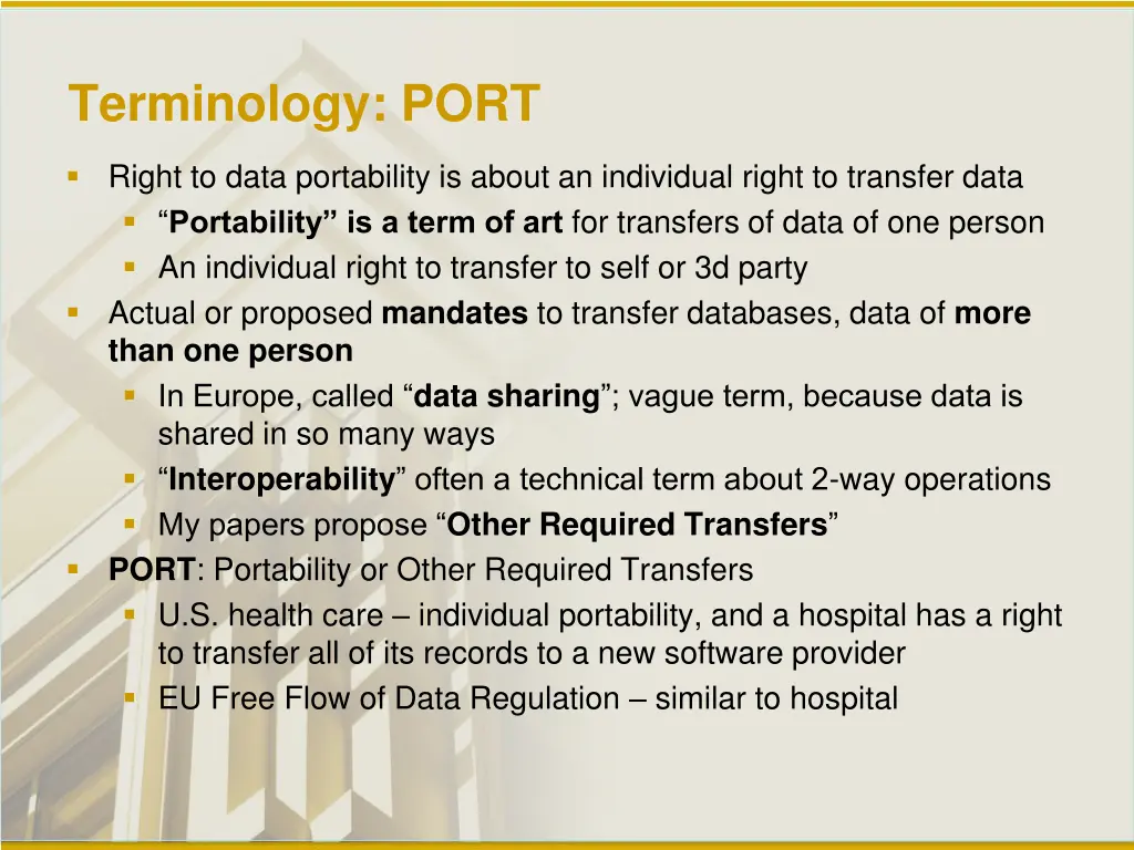 terminology port