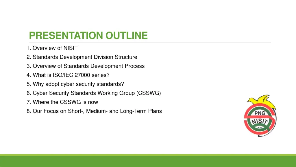 presentation outline