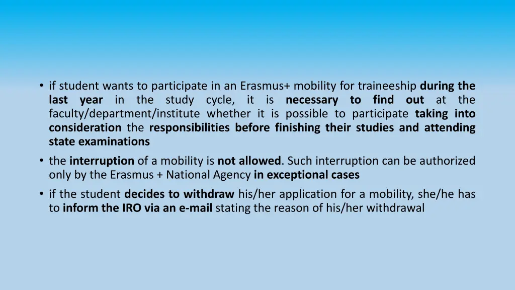 if student wants to participate in an erasmus