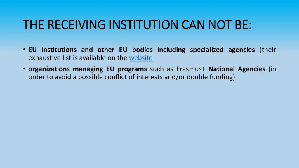 the receiving institution