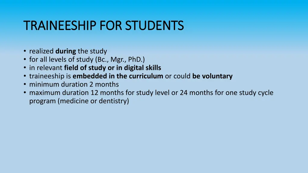 traineeship for students traineeship for students