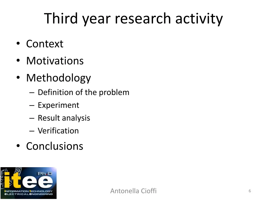 third year research activity