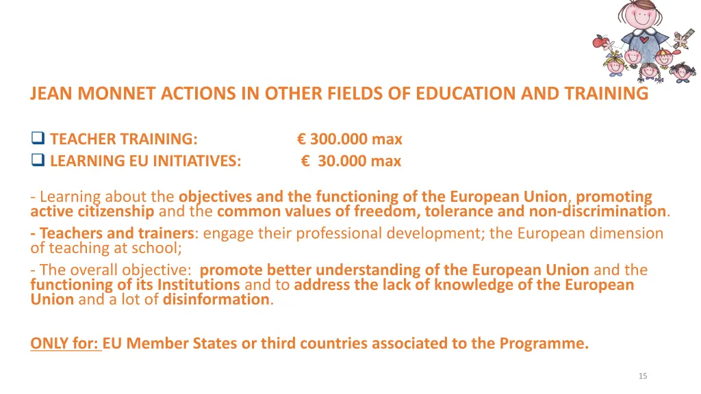 jean monnet actions in other fields of education