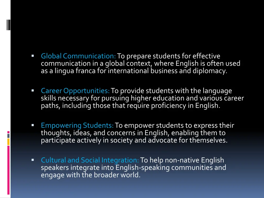 global communication to prepare students