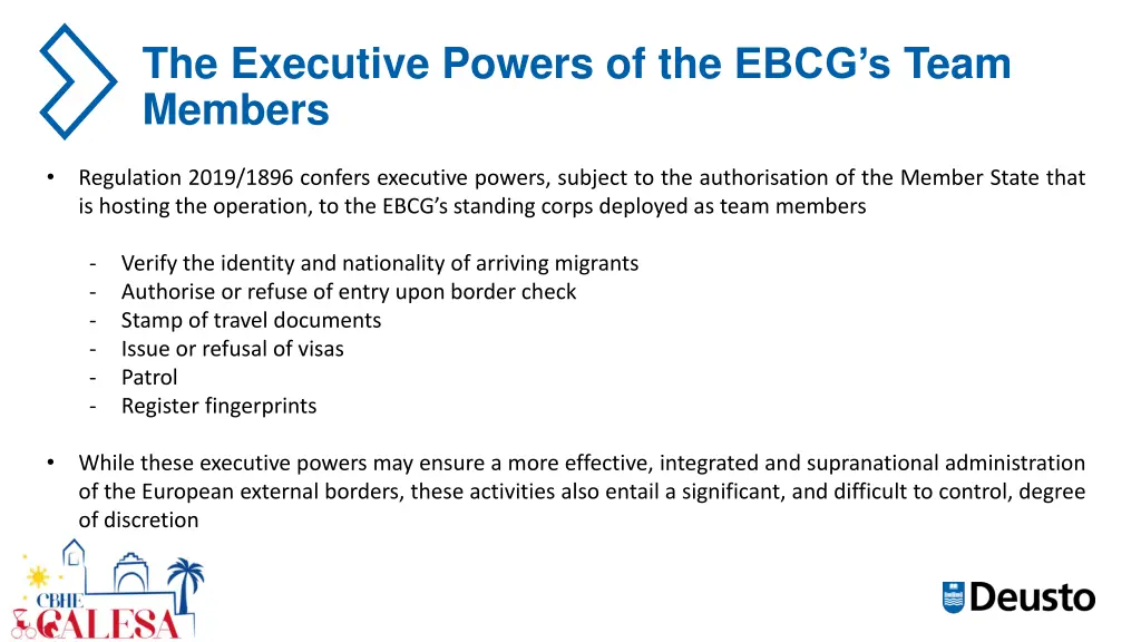 the executive powers of the ebcg s team members