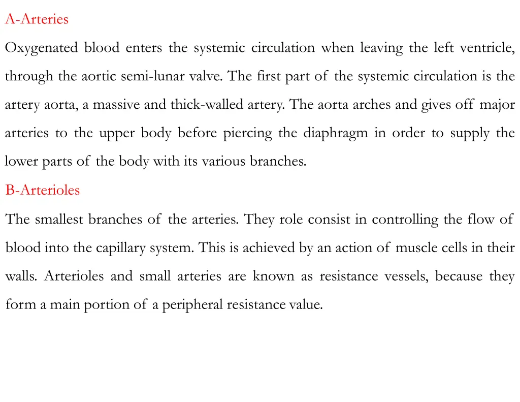 a arteries