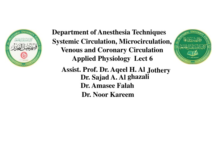 department of anesthesia techniques systemic