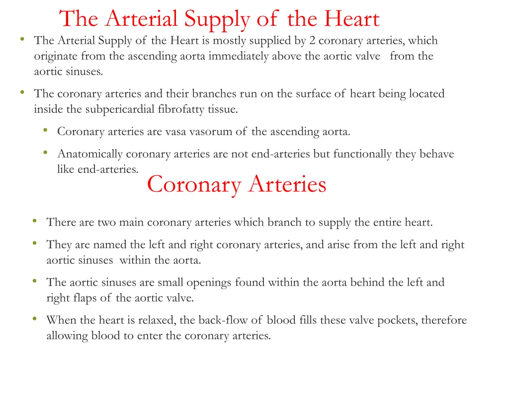 the arterial supply of the heart the arterial