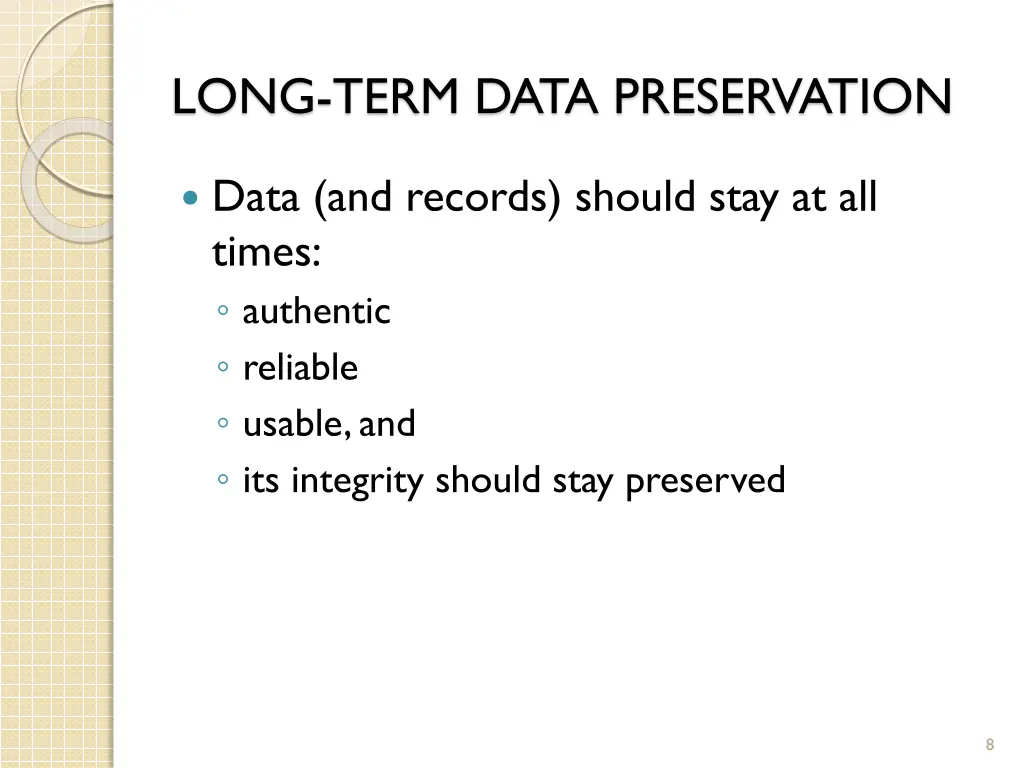 long term data preservation