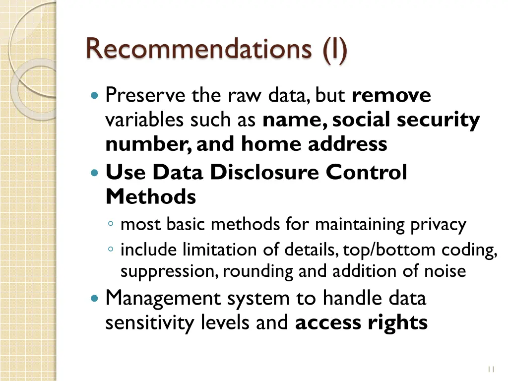 recommendations i