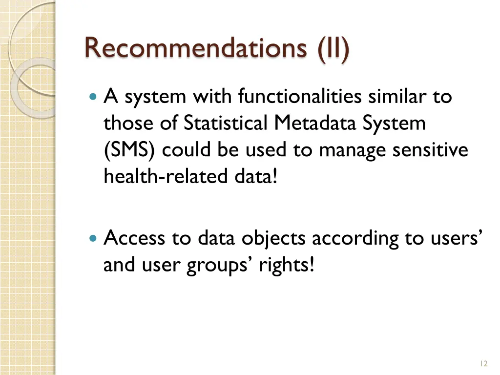 recommendations ii