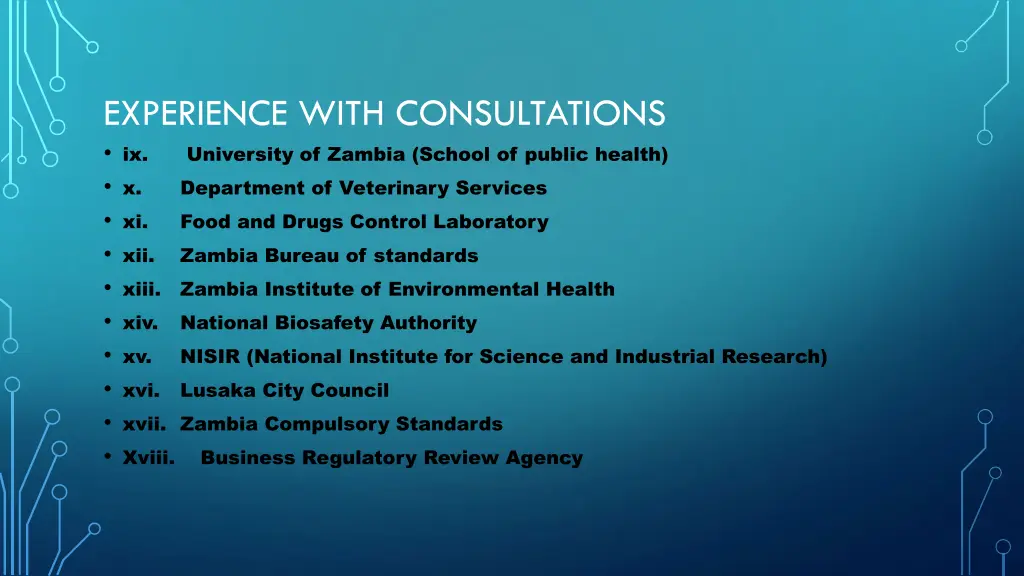 experience with consultations ix university