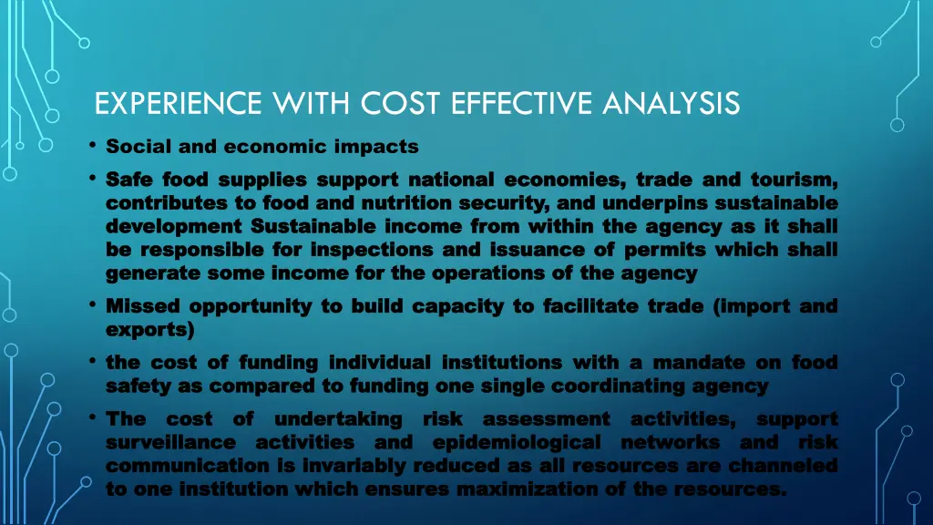 experience with cost effective analysis social
