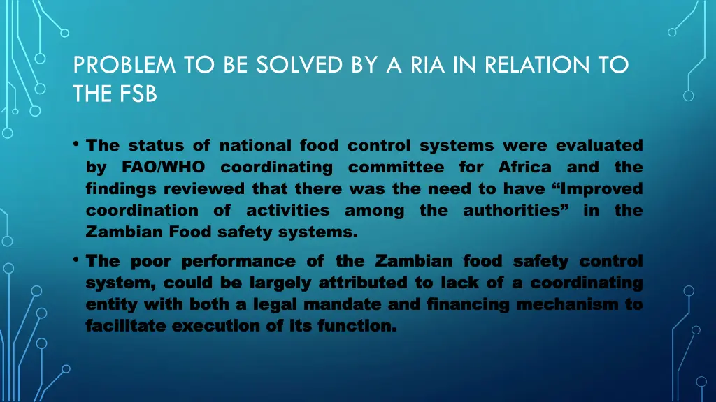 problem to be solved by a ria in relation 1