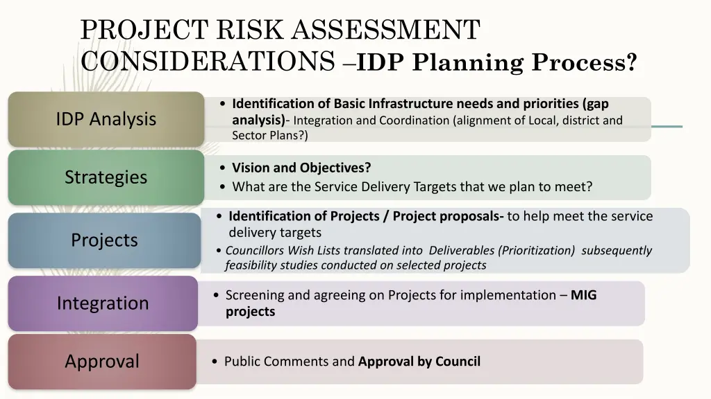 project risk assessment considerations