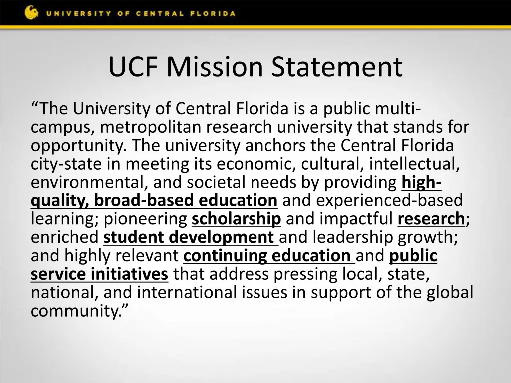 ucf mission statement