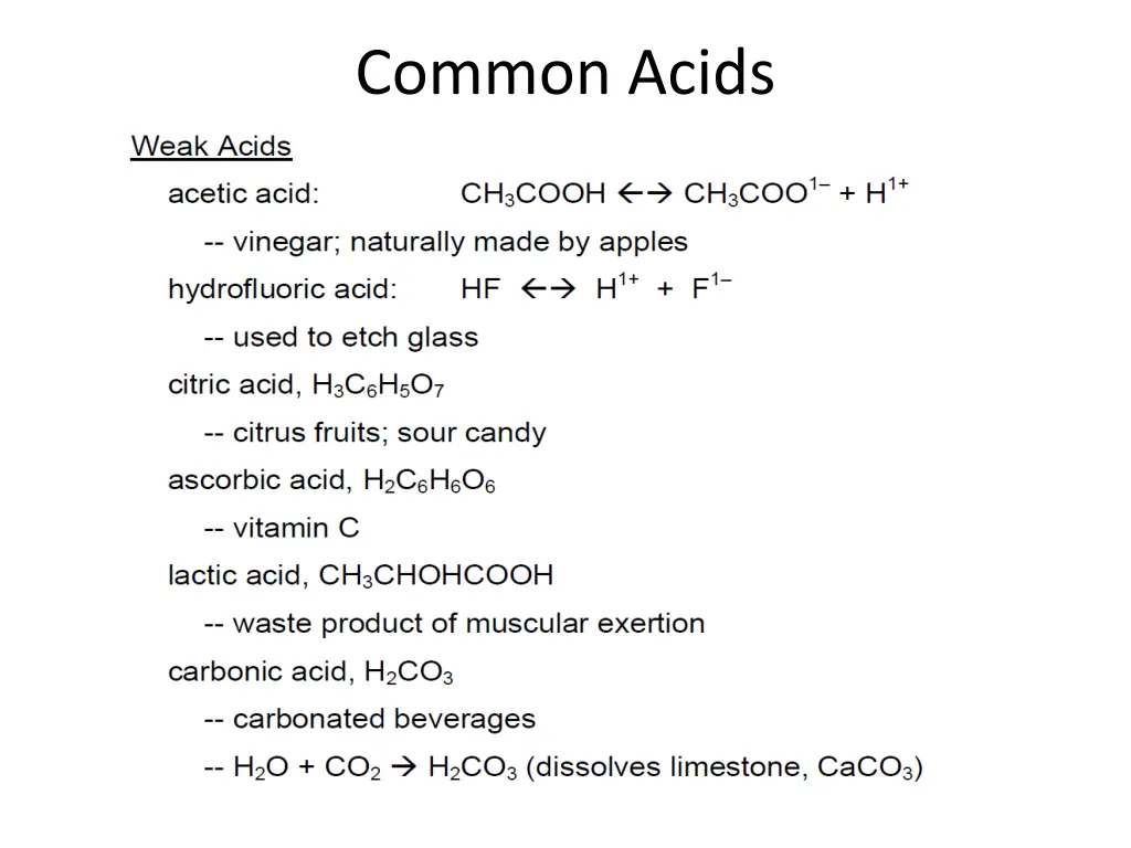 common acids 1