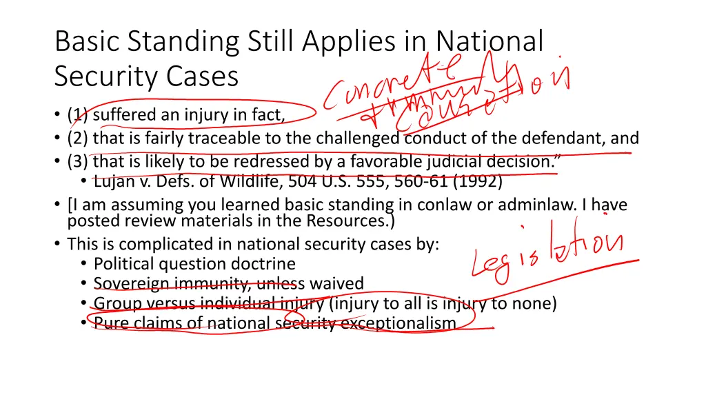 basic standing still applies in national security
