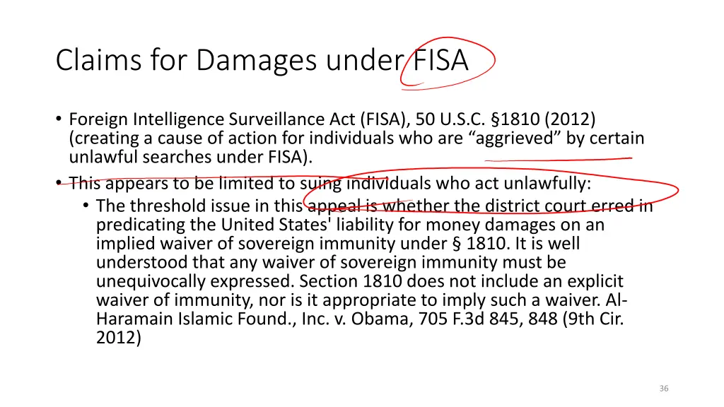 claims for damages under fisa