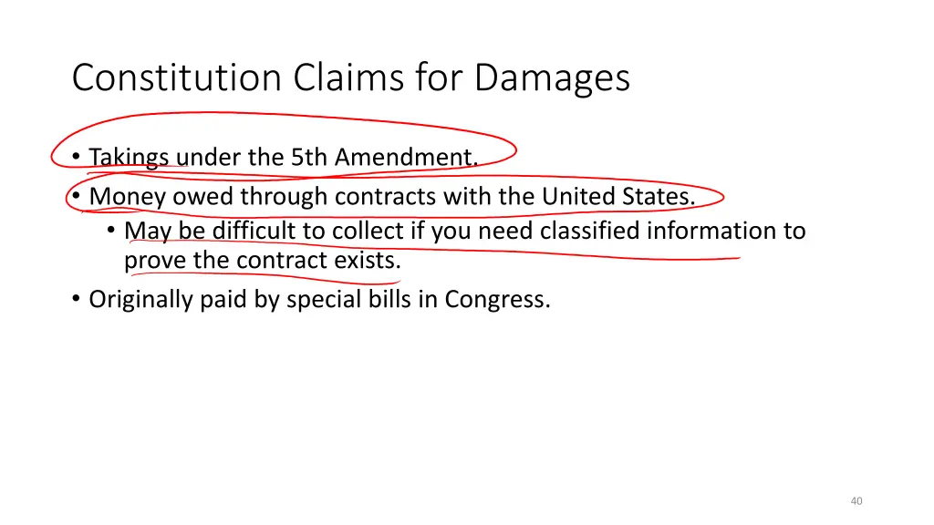 constitution claims for damages