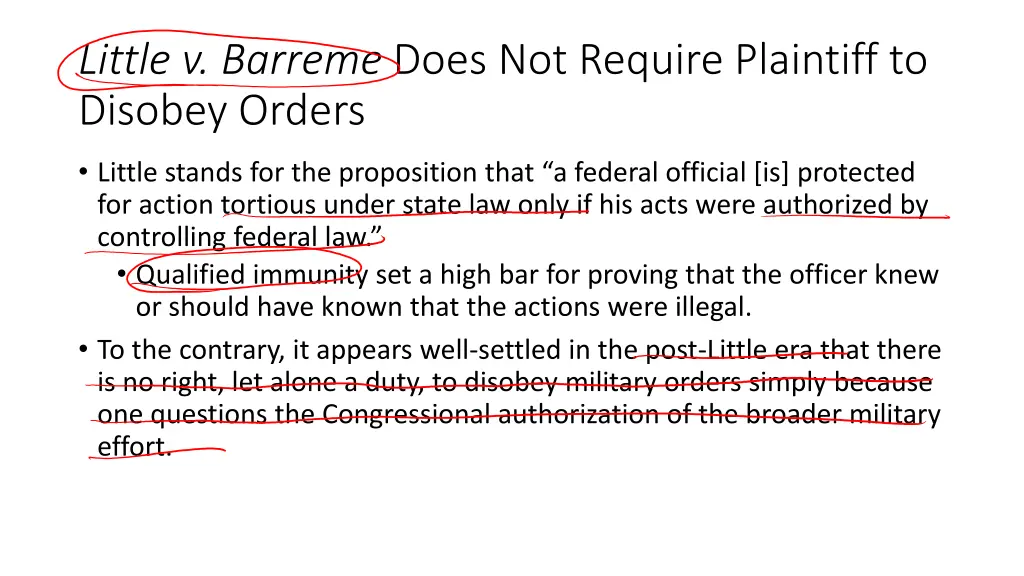 little v barreme does not require plaintiff