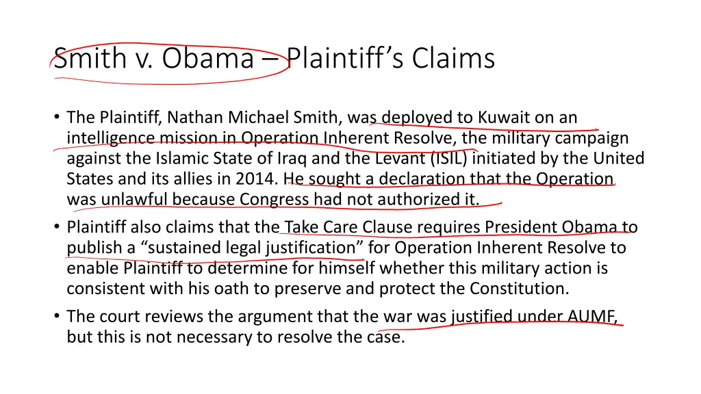smith v obama plaintiff s claims