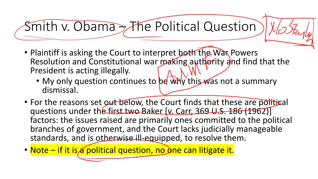 smith v obama the political question