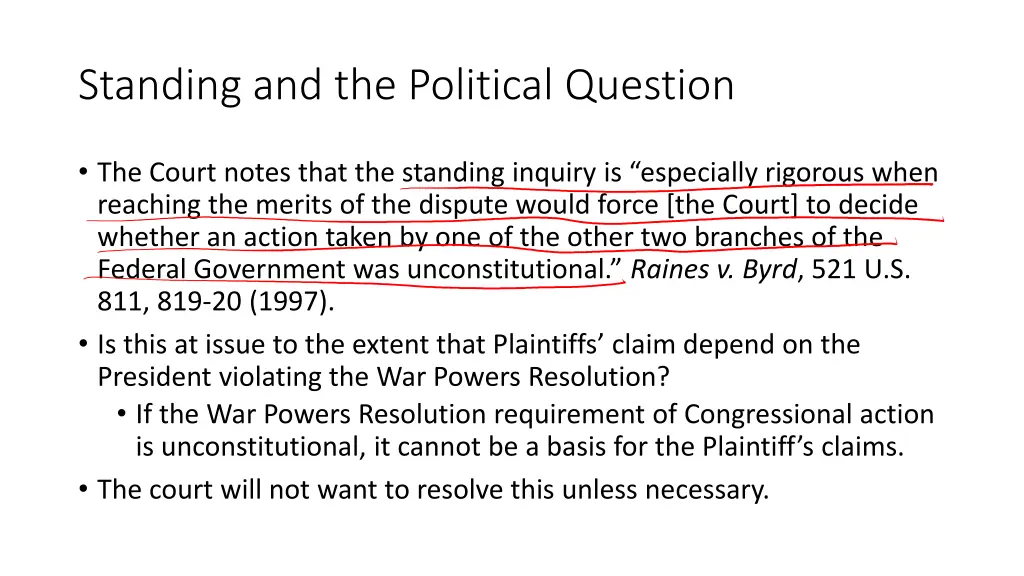 standing and the political question