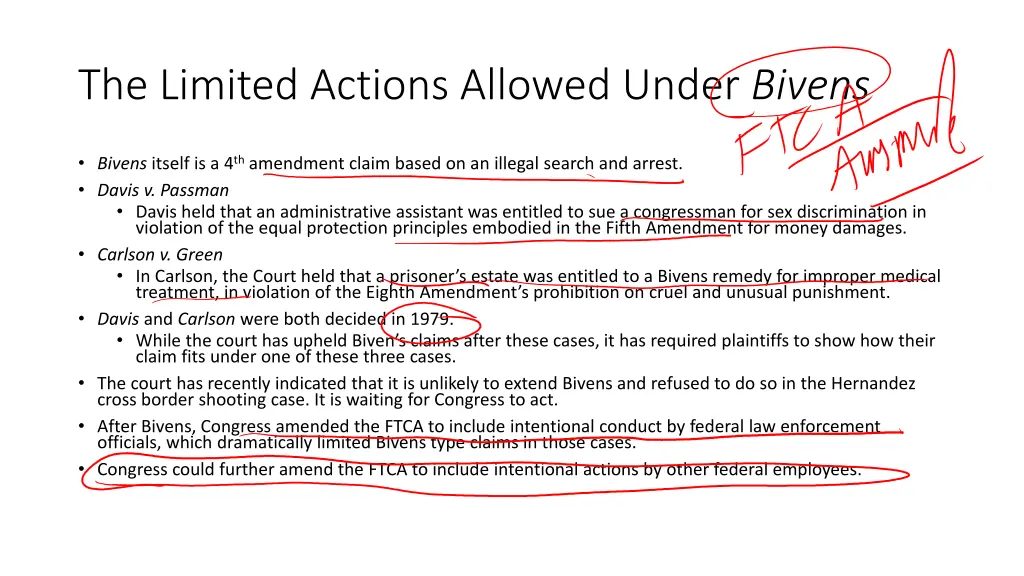 the limited actions allowed under bivens